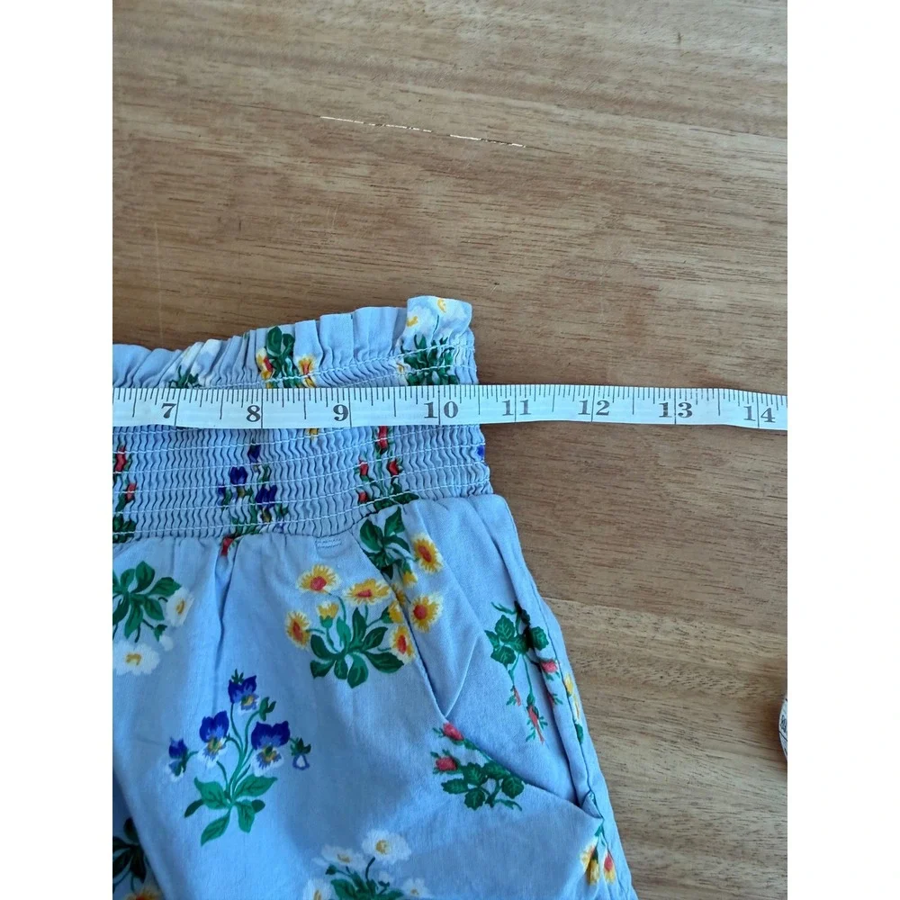 Janie and Jack Girls Blue Floral Smocked Waist Cotton Shorts Size 7